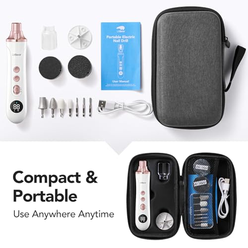 Litbear Thick Toenail Grinder, 15X Professional Electric Nail Drill File Set, Cordless Pedicure Manicure Tool Callus Remover for Women Men Senior Hand Feet Care, Home Salon Use ( White ) - size: White