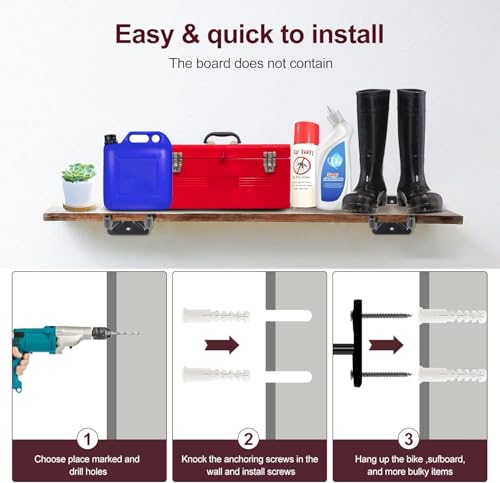 Sinoer 6 Pack Metal Wall Mount Garage Double Storage Hooks - style: 6pc Heavy duty hooks -12"
