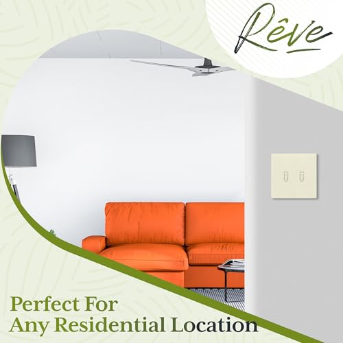TG Mid-Size Screwless Double Toggle Light Switch Cover Plate, Light Almond - color: Light Almond, size: 2 Gang
