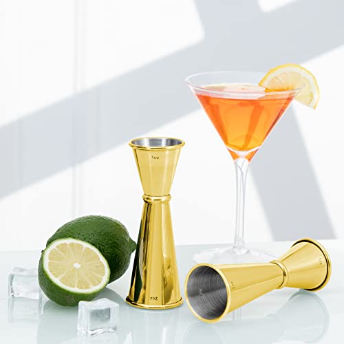Briout Double Cocktail Jigger for Bartending, 2 OZ & 1 OZ, Rolled Edge Gold - color: Gold, size: Rolled Edge-1oz/2oz-1PC