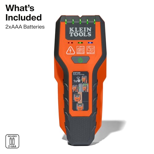 Klein Tools ESF200 Multi-Scan Stud Finder and Wall Scanner with LED Indicators, Fast Auto-Calibration, Detects Wood, Metal, and Live AC, One-Handed Operation, Compact Wall Detector