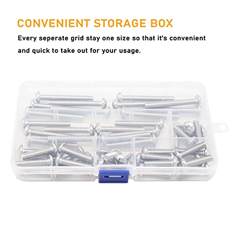 50pcs 1/4-20 Inch Round Head Phillips Machine Screws Assortment Kit, 304 Stainless Steel Silver Tone, 1/4 x 3/4,1,1-1/8,1-5/8,2 Inch - size: 1/4 x 3/4,1,1-1/8,1-5/8,2 Inch(50pcs)