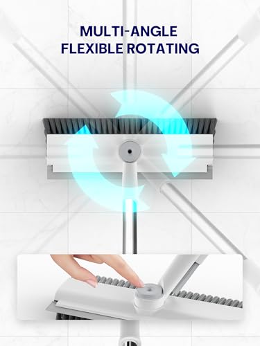 3 in 1 Floor Scrub Brush with Long Handle, Multi-Angle Swivel Head - color: White