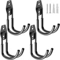 HUPBIPY Heavy Duty Garage Hooks 4 Pack, J Shaped Hanger, Wall Mounted Storage System, Power and Garden Tool Organizer, for Hanging Ladders, Bikes Tires, Hose, Bulk Items - color: Black Large J Hook