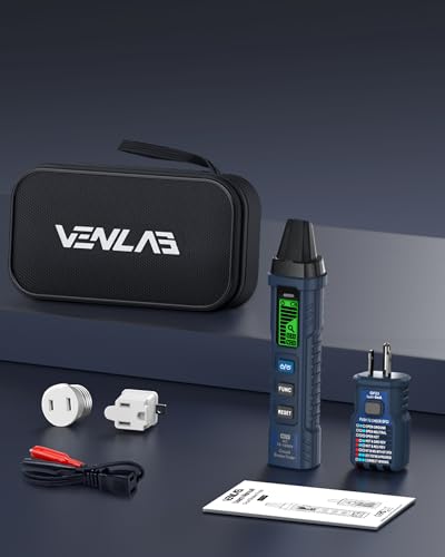 Circuit Breaker Finder with LCD Display, GFCI Outlet Tester, 90-130V Electrical Circuit Tracer Tool with NCV Tset & Flashlight, Includes Carrying Case with Adapter, Alligator Clips -VCT03P - size: VCT03P(with adapters)
