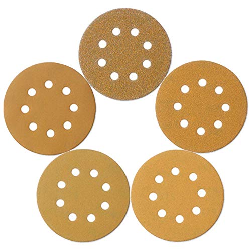 5-Inch 8-Hole Hook and Loop Sanding Discs, Orbital Sander Sandpaper Discs, 100 Pieces Round Sandpaper Set Include 60 80 120 150 and 220 Grits - size: 5 Mixed Grit