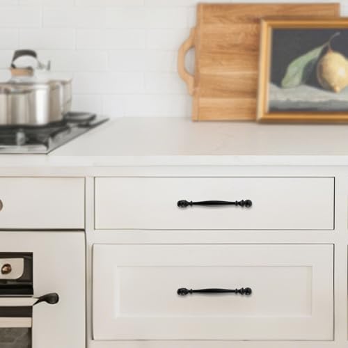 10 Pack 5 Inch(128mm) Kitchen Cabinet Handles Matte Black Cabinet Pulls Zinc Alloy Drawer Pulls Solid Kitchen Hardware - color: Matte Black, size: 5'' Hole Center(128mm)