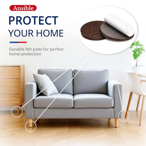 Ansible 60 PCS Felt Furniture Pads 1" for Hardwood Floors - size: 60 PCS 1" Brown, Round