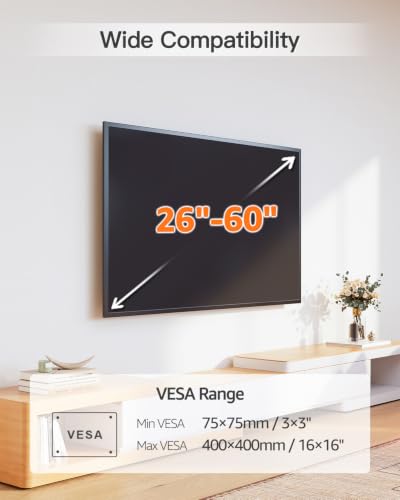 ELIVED Tilting TV Wall Mount for 26-60" TVs, Max VESA 400x400, 99 Lbs Load - size: Tilting
