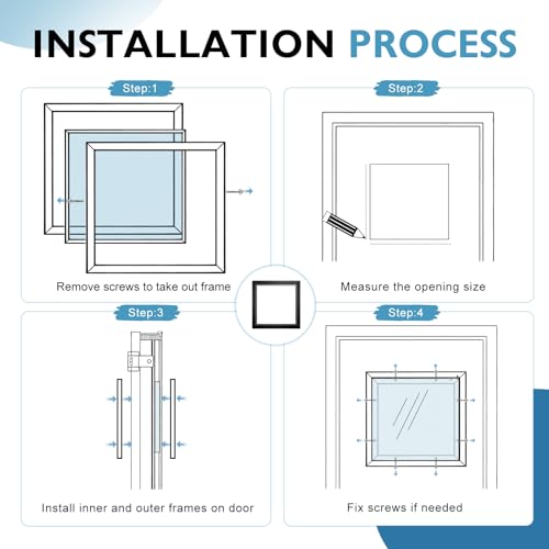 12.6" x 12.6" Window Frame Kit with Glass, Black Garage Door Window Inserts, Door Glass Inserts, Replacement Windows for Doors, Windows, Garages, Cabinets