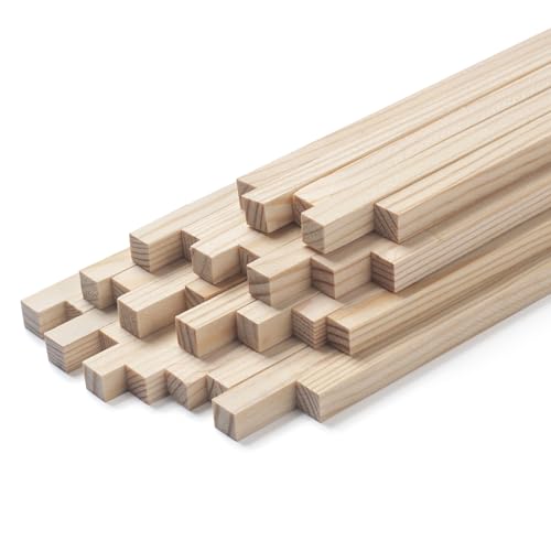 Wooden Dowels Wooden Sticks for Crafts 5/16" x 6", 30 PCS Square Wood Dowel Rods, Unfinished Hardwood Sticks Small Wood Strips for Crafting, Miniature Buildings, Woodworking - size: 5/16"×6"-30PCS