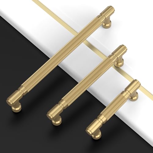 Asidrama 10 Pack 3.75 Inch(96mm) Champagne Bronze Cabinet Pulls Knurled Kitchen Cabinet Handles, Champagne Gold Cabinet Hardware for Cupboard Drawer Pulls - color: Champagne Bronze, size: 3.75" Hole Center, style: 10 Pack