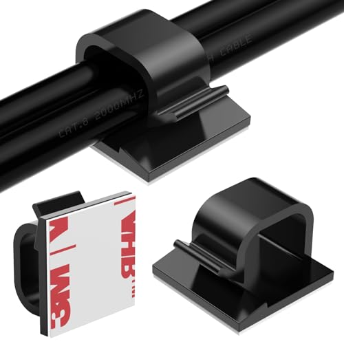 40Pack Large Cable Clips, Adhesive Wire Holders for Desk Wall, Black - color: Black