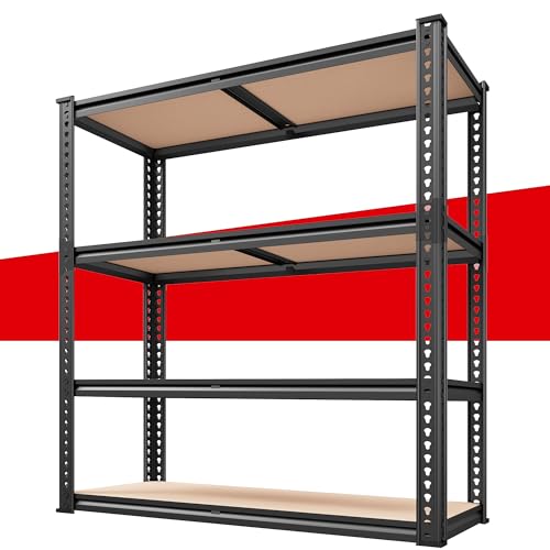 REIBII 40" W Garage Shelving with Rolled-Edge Columns for Basement Pantry - size: 40"W x 19.7''D x 60''H