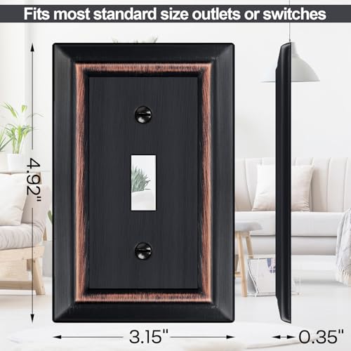 Metal Wall Plate for Light Switch, Applicable to Single Toggle, 6 Pack - size: Single Toggle