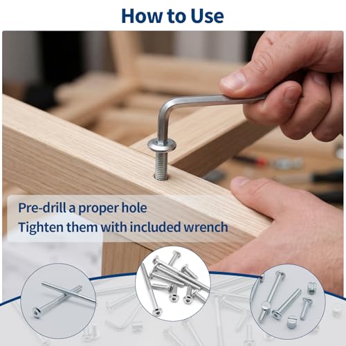 121Pcs Furniture Screws Replacement Set W M6x20mm/40mm/60mm/80mm Bed Frame Bolts, Barrel Nuts and 3 in 1 Cam Connector Fittings for Drawer Dresser Cabinet Bed
