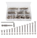 114 Pieces M6 Rivet Countersunk Hex Socket Cap Bolts and Hex Head Barrel Nuts Assortment Kit for Furnitures Cribs Chairs, Nickel Plated - size: M6 x 15-80mm Assortment Kit
