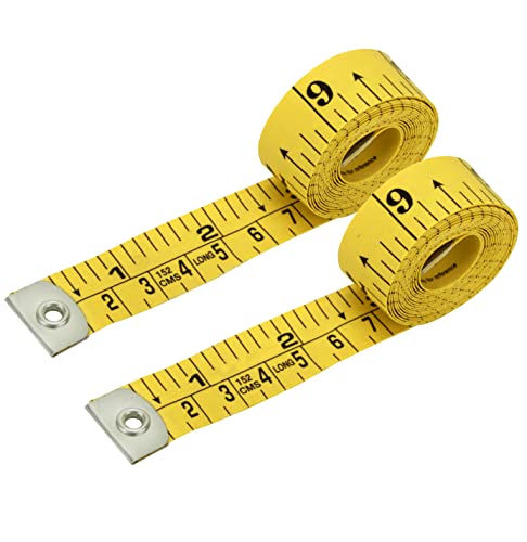 Flexible Tape Measure Pack of 2, Accurate Dual Scale Standard & Metric Measurements Tape,Soft Measuring Tape for Body, Weight Loss Sewing Tailor Craft Ruler,Blue,150cm/60 inch - color: Yellow / 2 Pack