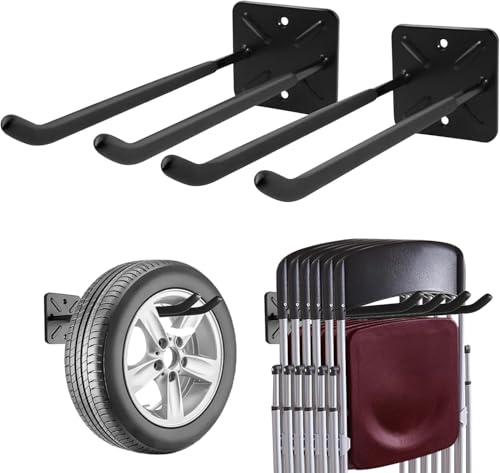 Sinoer 6 Pack Metal Wall Mount Garage Double Storage Hooks - style: 6pc Heavy duty hooks -12"