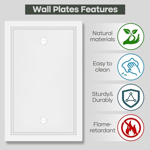 4 Pack Single Blank Outlet Cover Plate - Natural Bamboo Fiber Material - size: 1 Gang Single Blank