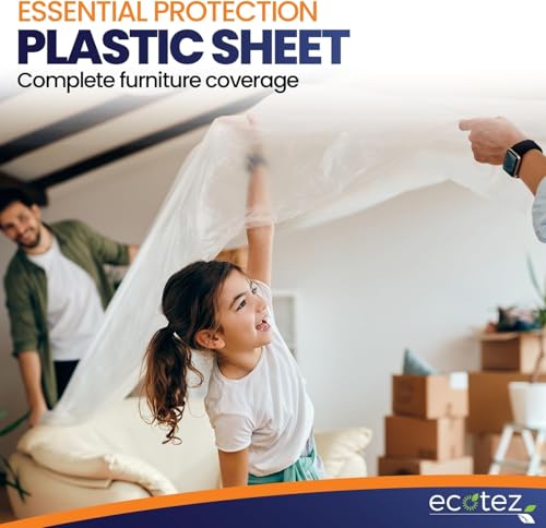20 Pack 12 x 9 ft Extra Large Plastic Drop Cloth for Painting - size: 20 Pack-Standard