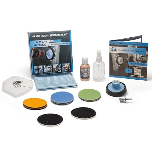 Glass Polish (3'') Glass Scratch Removal Kit for use with a Drill on All Glass Surfaces - size: 3 inch (6 Abrasives)