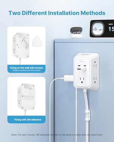 VINTAR Electrical Outlet Extender, 36in Short Power Strip with 2 USB C - style: 3FT-90° right-angle plug