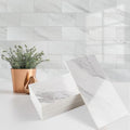 StyloVue 100 Pieces Peel and Stick Backsplash for Kitchen, 3" x 6" PVC Subway Tile, 2026 Upgraded Sparkle White Marble, Stick on Wall Tile for Kitchen, Bathroom, Fireplace, RV - color: Sparkle White Marble