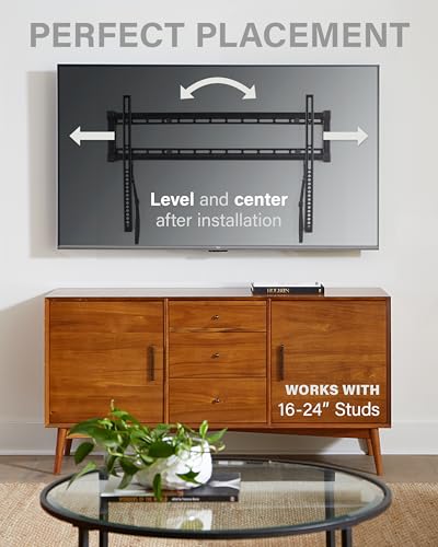 SANUS Low Profile TV Wall Mount for 40" to 80" TVs - Universal Fixed Wall Mount TV Bracket, Slim 1” Profile - 3 Step Easy Install w/Included Hardware - UL Certified