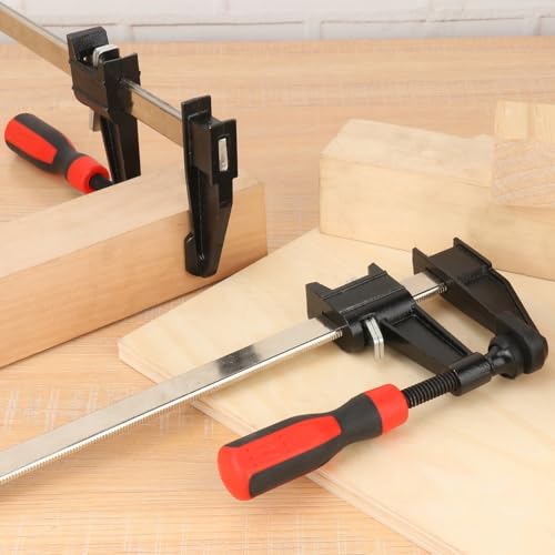 5 Pack 12 Inch Woodworking F Clamps, Bar Clamps with 2.5 Inch Throat Depth & Red Handle, 12 Inch F Clamp for Woodworking, Metalworking, 600 Lbs Capacity
