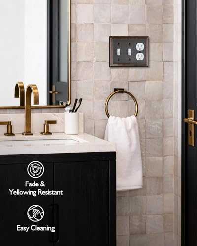 Switch Plates Outlet Covers, 1-Pack Metal Wall Plate, Aged Bronze - color: Aged Bronze, size: 2 Toggle/1 Duplex 1PK