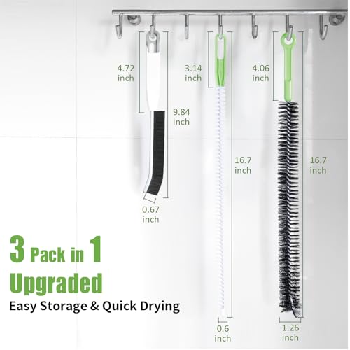 Upgraded Cleaning Brush Kit - 3-Piece Set, Flexible Drain Brush, Crevice Brush with Nie, Ideal for Kitchen, Bathroom, Toilet, Vent Scrubber
