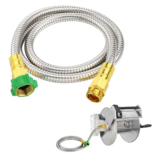 5ft Short Metal Garden Hose with Male to Female Connector - size: 5ft