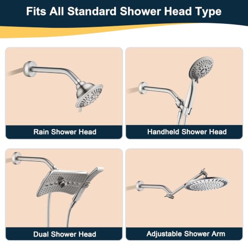 BRIGHT SHOWERS Shower Arm with Flange 10 Inches Solid Brass Shower Head Extension Arm, Wall Mounted Shower Pipe Arm for Rainfall Shower Head and Handheld Showerhead, Brushed Nickel - color: Brushed Nickel, style: Basic 10 Inch