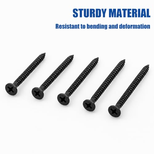 #6x15-3/4 Wood Screws 130pk Self-Tapping Rust Resistant - color: Black 130 pcs