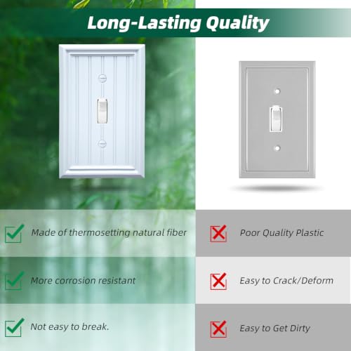 White Natural Material Single Toggle Light Switch Cover Plates(4-Pack) - size: Single Switch