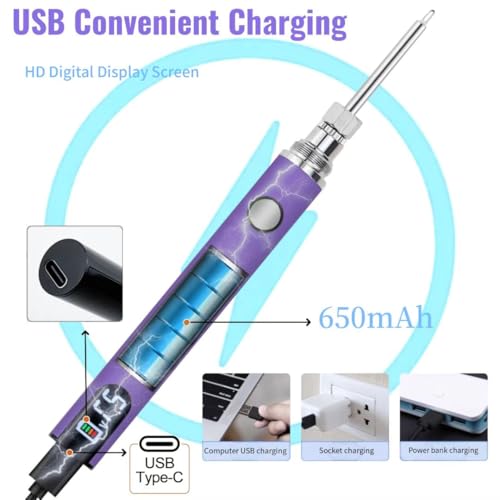 Rechargeable Wire Burning Kit, Digital Wire Burning Tool, Suitable for Bead Stringing, Leather Craftsmanship, Sewing, Weaving, Wax Carving, Wood Stamping (White) - color: White