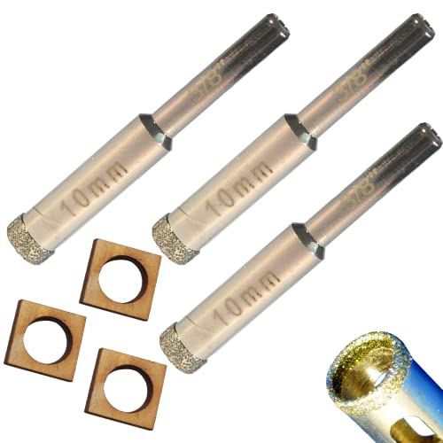 3/8" Diamond Drill Bit for Porcelain Tile Drill Bit 3/8 in x3 Tile and Glass Drill Bit 3/8 Diamond Tip Bit Simply Start at Angle SO NO Jumping 3/8 Porcelain Tile Drill Bit for Ceramic Tile 10mm - size: 10mm 3/8" 3 Pack