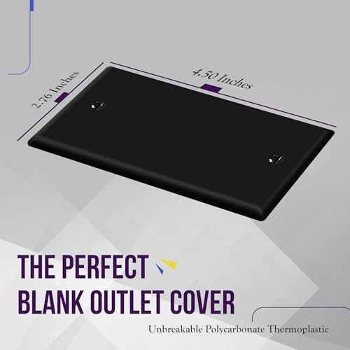 ENERLITES Blank Wall Plate, No Device Outlet Cover, 1-Gang, 1 Pack, Black - color: Black, size: Standard