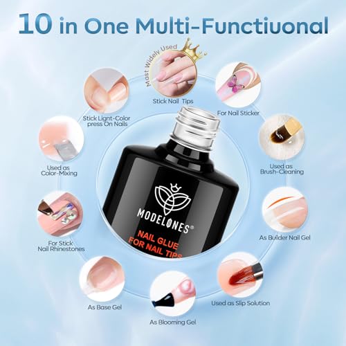 modelones 10 in One X Nail Gel Glue Gel Base Coat Brush On Nail Polish - color: Gel Nail Glue Clear