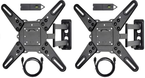VideoSecu ML531BE2 TV Wall Mount kit with Free Magnetic Stud Finder and HDMI Cable for Most 26-55 TV and New LED UHD TV up to 60 inch 400x400 Full Motion with 20 inch Articulating Arm WT8 (Pack of 2) - size: 25"-55" (Pack of 2)