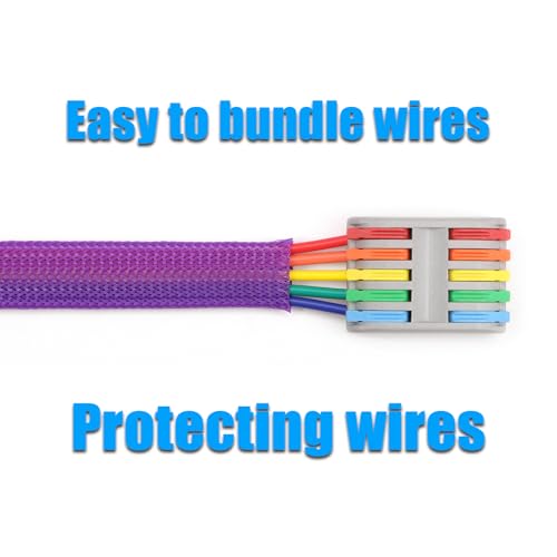 25ft PET Expandable Braided Cable Sleeve 1/4inch(6mm) Pet Braided Cable Sleeve for Audio Video Device Wire Automotive Wire (Purple) - color: Purple, size: 6mm"(1/4 inch)