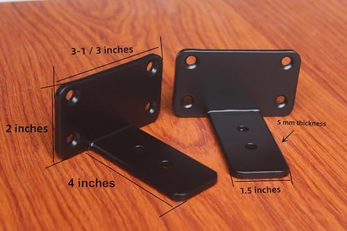 4 Pack - 4 inch Black Hidden L Shelf Bracket (1/5 Inch Thicked) Iron Floating Shelf Brackets Rustic Industrial Metal Brackets for Shelf Support - size: 4 Inch, style: Black 4 Pack