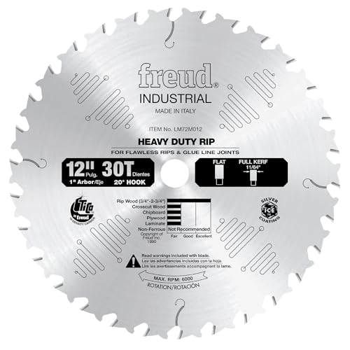 Freud LM72M012: 12" x 30T Heavy-Duty Rip Blade - style: 12-Inch 30 Tooth FTG Ripping Saw Blade with 1-Inch Arbor