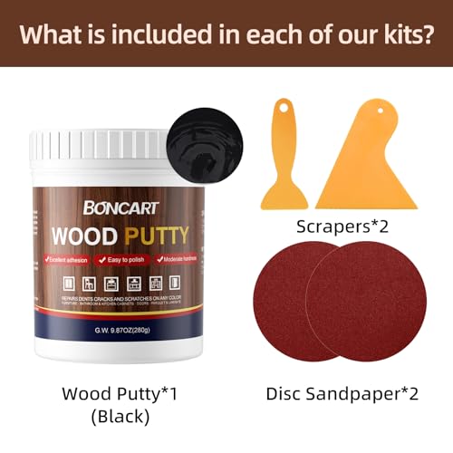 Boncart Wood Filler, 9.87 OZ Black Wood Putty - color: 9.87OZ Black