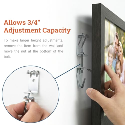 Okllen 16 Pcs Adjustable Picture Hangers J Hooks, Heavy Duty Mirror Picture Frame Hanging Kit with Hangers Hooks, Supports up to 100 Lbs