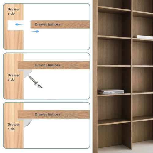 100 Pack Drawer Wedges with Screws, Bottom Support Replacement Brackets for Drawer, Cabinet, Furniture Repair Kit (100)