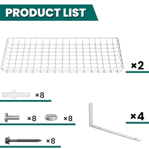 EVERHANGER Garage Wall Shelves 12x24 Inch, Wall Mounted Storage Shelf - color: White