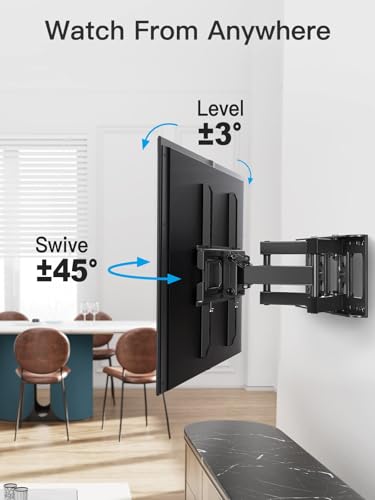 Pipishell TV Wall Mount for 26-74 inch LED LCD OLED 4K TVs up to 99lbs, Full Motion TV Mount Bracket Articulating Swivel Extension Tilting Leveling Max VESA 400x400mm, Fits 12/16 Inch Wood Studs - size: 26-74 inch TVs, style: TV Mount without LED