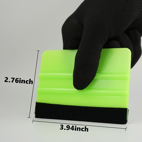 2-Pack Felt Edge Squeegee Tool for Vinyl Wrap & Wallpaper Smoothing, Plastic Scraper with Replacement Fabric Felts, Anti-Scratch Applicator for Car Window Tint, Glass Film & Craft Decals - color: Green